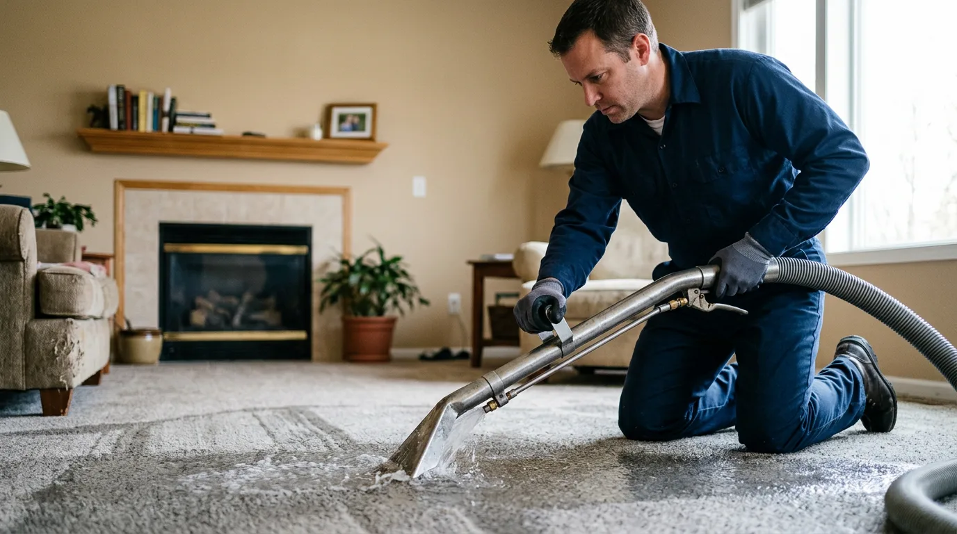 Water damage restoration technician working near Saint Marys, OH